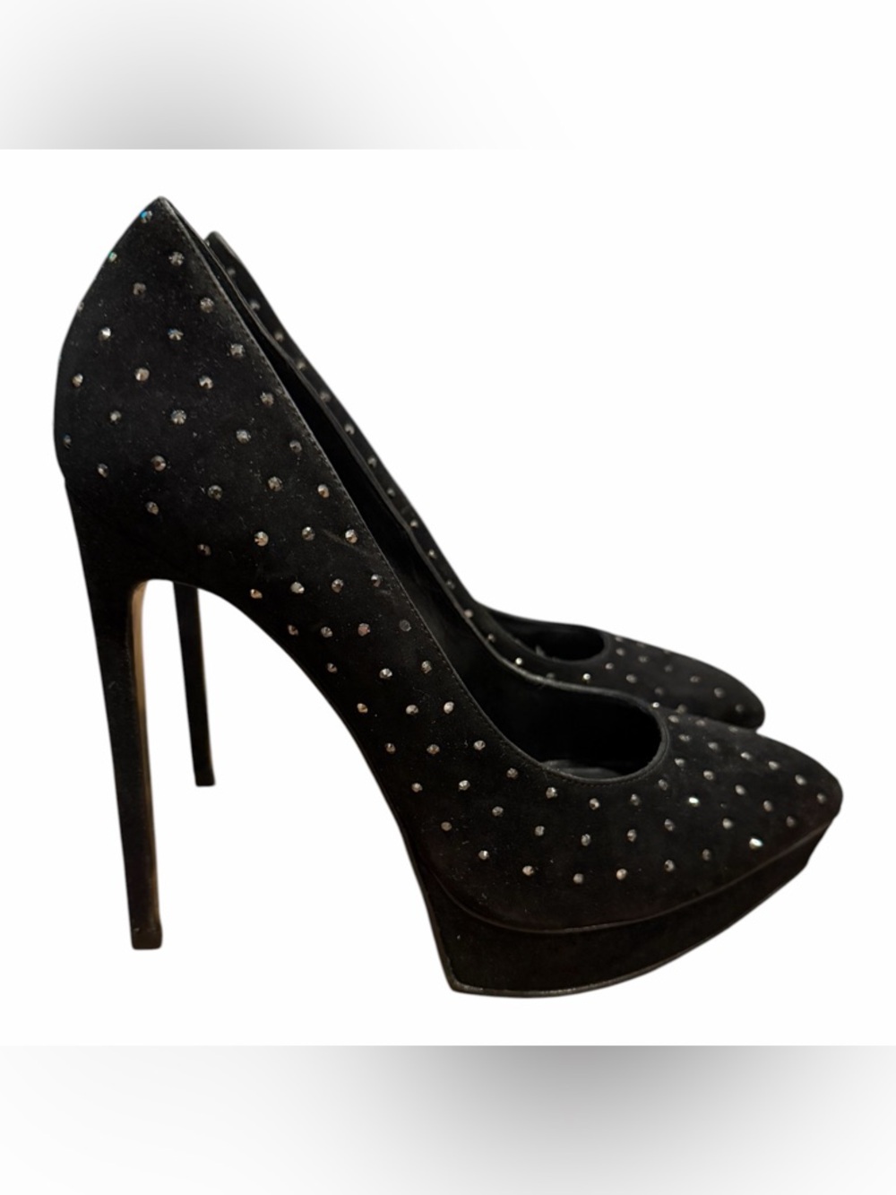 Saint Laurent Black Studded Suede Stiletto Pumps - Picture 4 of 10